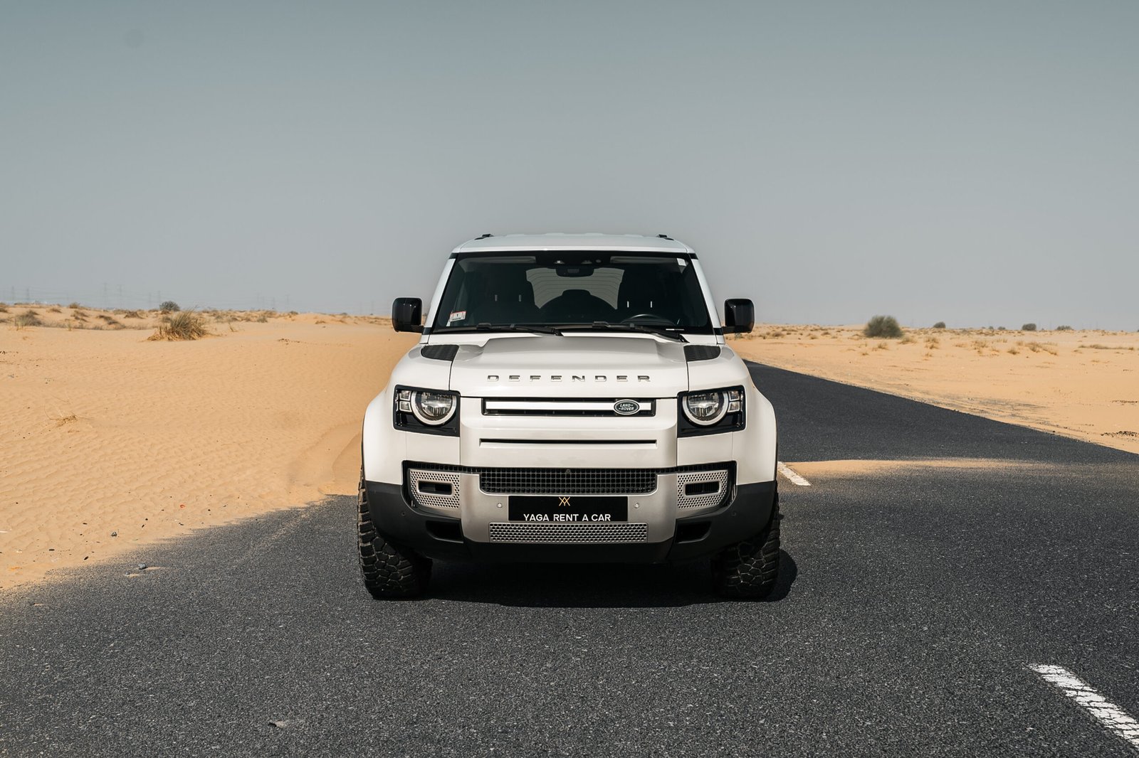 Land Rover Defender for rent in Dubai – rugged luxury SUV from Yaga Rent a Car